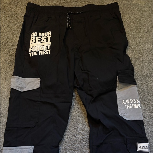 Black and Gray Jogger Pants with Motivational Text - Picture 8 of 8